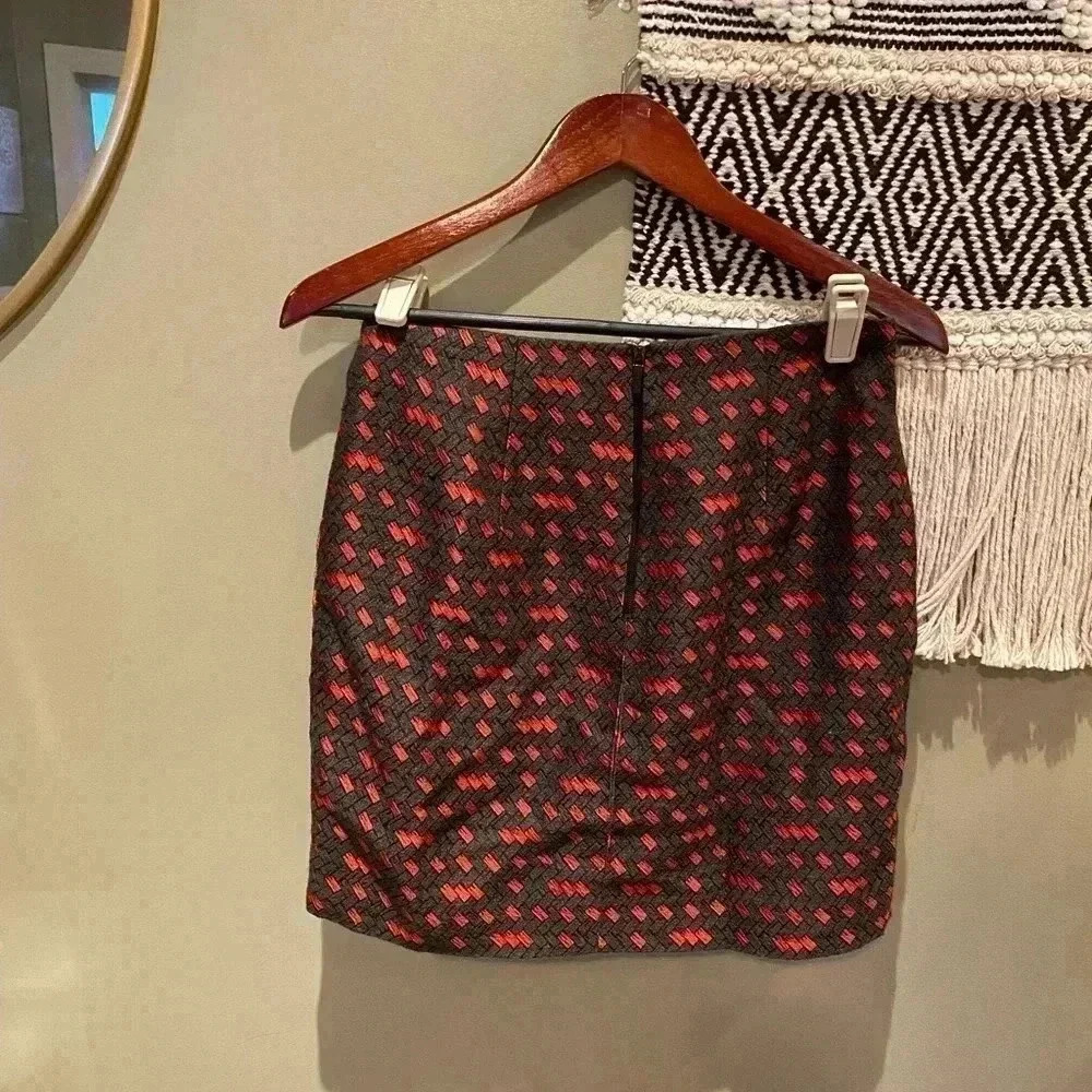 Miss Wu By Jason Wu Red Pattern Wool Mini Pencil … - image 3